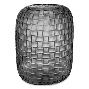 Vas decorativ design LUX realizat manual din sticla Varese L gri - Img 4
