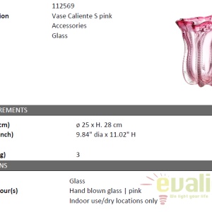 Vaza design elegant Caliente S roz 112569 HZ - Img 4