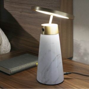Veioza, Lampa de masa design LUX LED dimabil Calacatta marble white