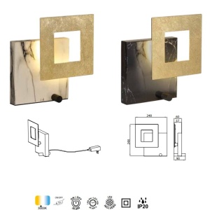 Veioza, Lampa de masa LED design ambiental DALIA auriu/ alb marmorat 131742 universul-luminii.ro