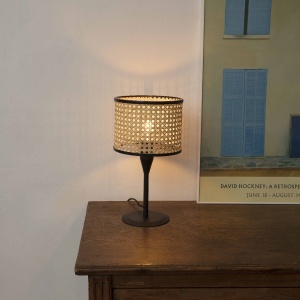 Veioza / Lampa de masa moderna design natural MAMBO mini negru/ratan 64317-47 90532 universul-luminii.ro