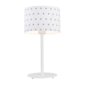 Veioza/Lampa de masa pentru camera copii MAGIC alba cu stele gri