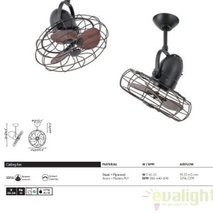 Ventilator de perete / tavan design retro KEIKI maro 183292 universul-luminii.ro