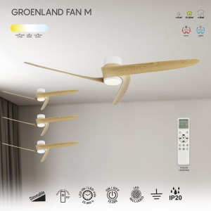 Ventilator smart Bluetooth si telecomanda GROENLAND M, alb/ lemn - Img 6