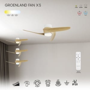 Ventilator tavan LED si telecomanda GROENLAND XS, alb/ lemn - Img 6