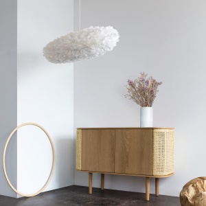Abajur modern oval, cu pene de gasca Eos Esther medium alb 2347 VTC 185673 universul-luminii.ro