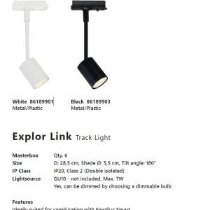 Accesoriu, Spot directionabil Explore alb, pentru sina Nordlux Link 113413 universul-luminii.ro
