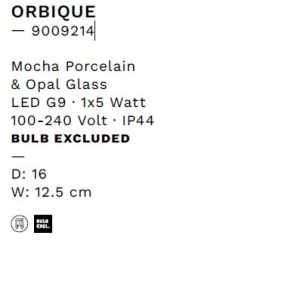 Aplica baie protectie IP44, Portelan mocha, ORBIQUE 16cm 168333 universul-luminii.ro