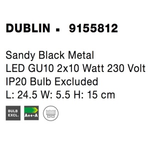 Aplica cu 2 spoturi directionabile DUBLIN negru NVL-9155812 196443 universul-luminii.ro