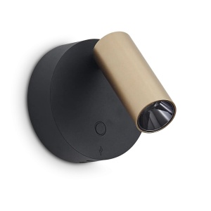 Aplica cu reader LED directionabil USB-C ELF AP ORO+NERO