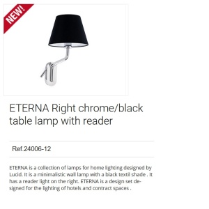 Aplica cu reader LED pe dreapta design elegant ETERNA crom/negru 91663 universul-luminii.ro
