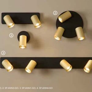 Aplica cu spot din aluminiu canelat Anna Reader auriu - Img 6
