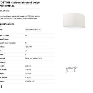 Aplica de perete ambientala design modern COTTON round 2L bej 84153 universul-luminii.ro