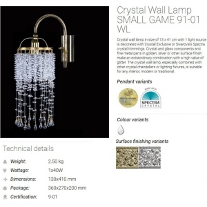 Aplica de perete Cristal Bohemia Exclusive SMALL GAME 91-01 WL CE - Img 3