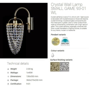 Aplica de perete Cristal Bohemia Exclusive SMALL GAME 93-01 WL CE - Img 4