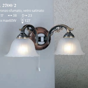 Aplica de perete cu 2 brate design italian din alama cu lemn 2700 102263 universul-luminii.ro
