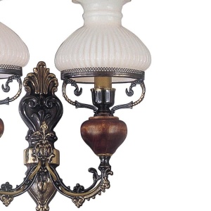 Aplica de perete cu 2 brate design italian din alama cu lemn 634 105583 universul-luminii.ro