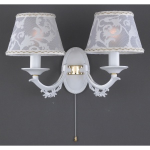 Aplica de perete cu 2 brate design italian din alama cu metal alb 9630
