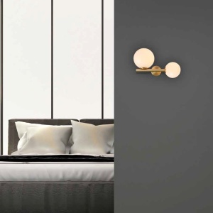 Aplica de perete cu 2 surse de iluminat design modern Cingea auriu mat - Img 2