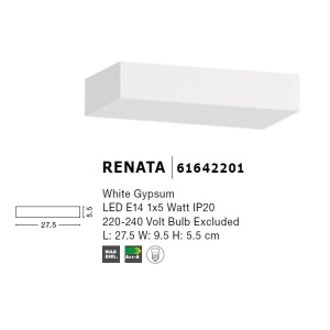 Aplica de perete cu iluminat ambiental gips alb RENATA 85013 universul-luminii.ro