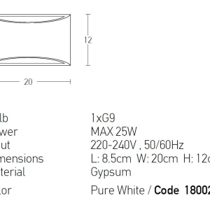 Aplica de perete cu lumina ambientala design modern Gypus alb 118123 universul-luminii.ro