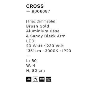 Aplica de perete cu lumina ambientala LED Cross 80cm 148283 universul-luminii.ro
