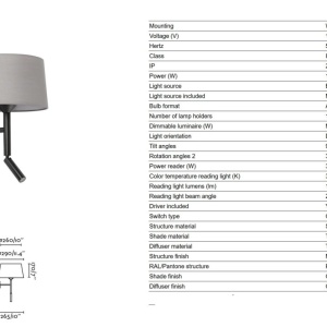Aplica de perete cu reader LED WINDSOR negru, gri - Img 4