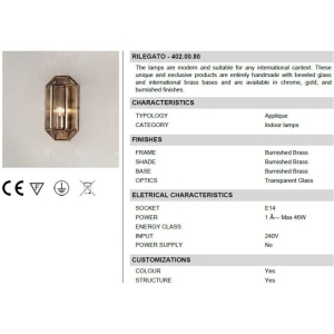 Aplica de perete design clasic finisaj polisat Il Rilegato 402.00.80 53993 universul-luminii.ro
