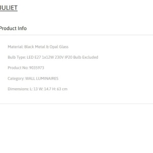 Aplica de perete design decorativ JULIET negru 137153 universul-luminii.ro