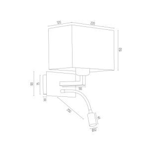 Aplica de perete design elegant BILL II negru 103573 universul-luminii.ro