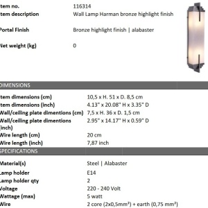 Aplica de perete design elegant LUX Harman bronz 205553 universul-luminii.ro