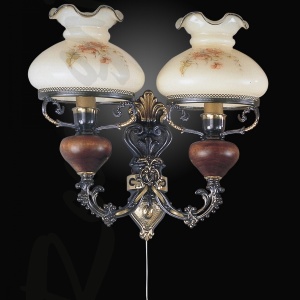 Aplica de perete design italian din alama cu lemn 636 105613 universul-luminii.ro