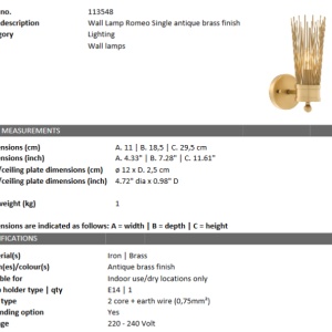 Aplica de perete design LUX Romeo Single 113548 HZ 184743 universul-luminii.ro