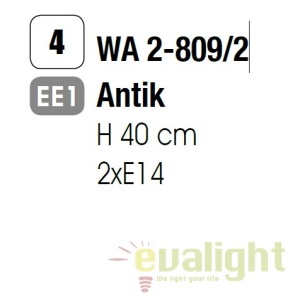 Aplica de perete design rustic cu 2 brate Vela WA 2-809/2 Antik OR - Img 3