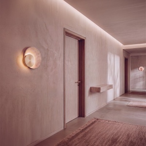Aplica de perete din travertin si disc auriu LED VETRO - Img 3