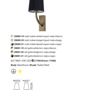 Aplica de perete eleganta design clasic REM auriu/bej 91763 universul-luminii.ro