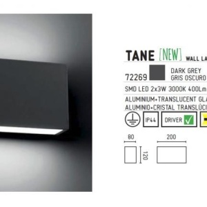 Aplica de perete exterior IP44, LED Tane 72269 55713 universul-luminii.ro