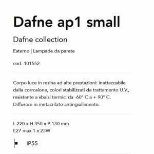 Aplica de perete exterior IP55 DAFNE AP1 SMALL NERO 66723 universul-luminii.ro