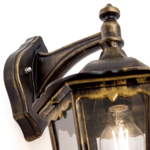 Aplica de perete exterior stil clasic IP43 Puchberg AL 11K/82571 schwarz-gold/rauch OR 631303 universul-luminii.ro