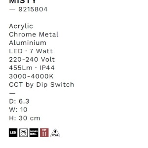Aplica de perete LED baie IP44 MISTY crom - Img 7