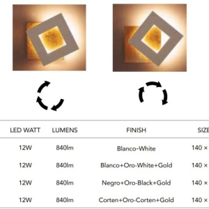 Aplica de perete LED design ambiental DALIA 14x14cm, alb/ auriu 131793 universul-luminii.ro