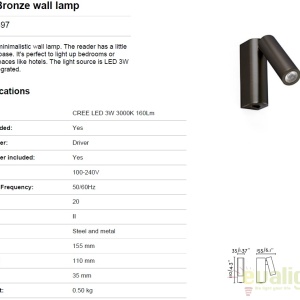 Aplica de perete LED design modern minimalist ROB bronz 68497 - Img 3