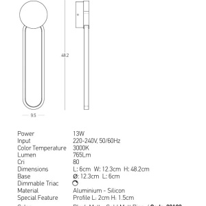 Aplica de perete LED design modern Ring negru/ auriu - Img 4