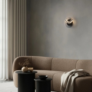 Aplica de perete LED metal negru cu sticla fumurie, HALLEY - Img 2