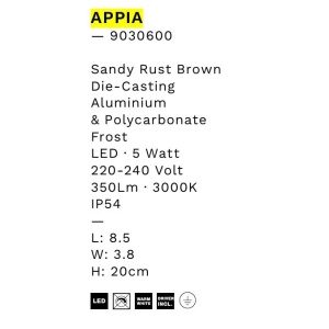 Aplica de perete LED pentru iluminat exterior IP54 APPIA 153193 universul-luminii.ro