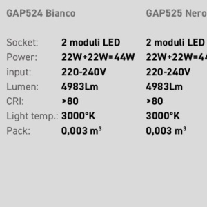 Aplica de perete lumina ambientala LED GAP DOUBLE negru L-50cm, 3000K 149903 universul-luminii.ro