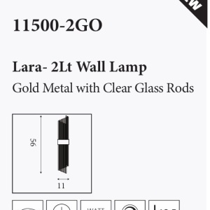 Aplica de perete metal auriu, tije din sticla Lara 562573 universul-luminii.ro