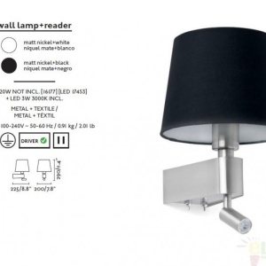 Aplica de perete moderna alba cu reader LED, ROOM 29976 64283 universul-luminii.ro