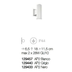 Aplica de perete moderna BASE AP2 alba 129457 66533 universul-luminii.ro