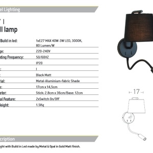 Aplica de perete moderna cu brat flexibil si reader LED Hotel 154983 universul-luminii.ro